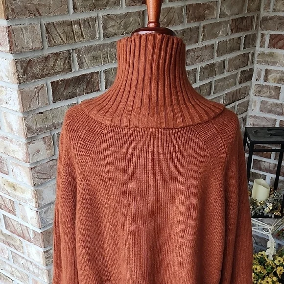 NWT Warm Orange High-Neck Sweater, Size XL - Picture 8 of 11